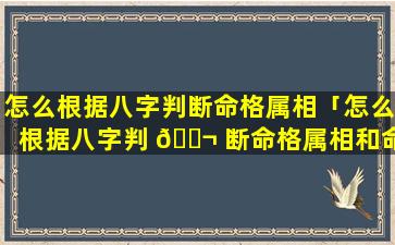 怎么根据八字判断命格属相「怎么根据八字判 🐬 断命格属相和命运」